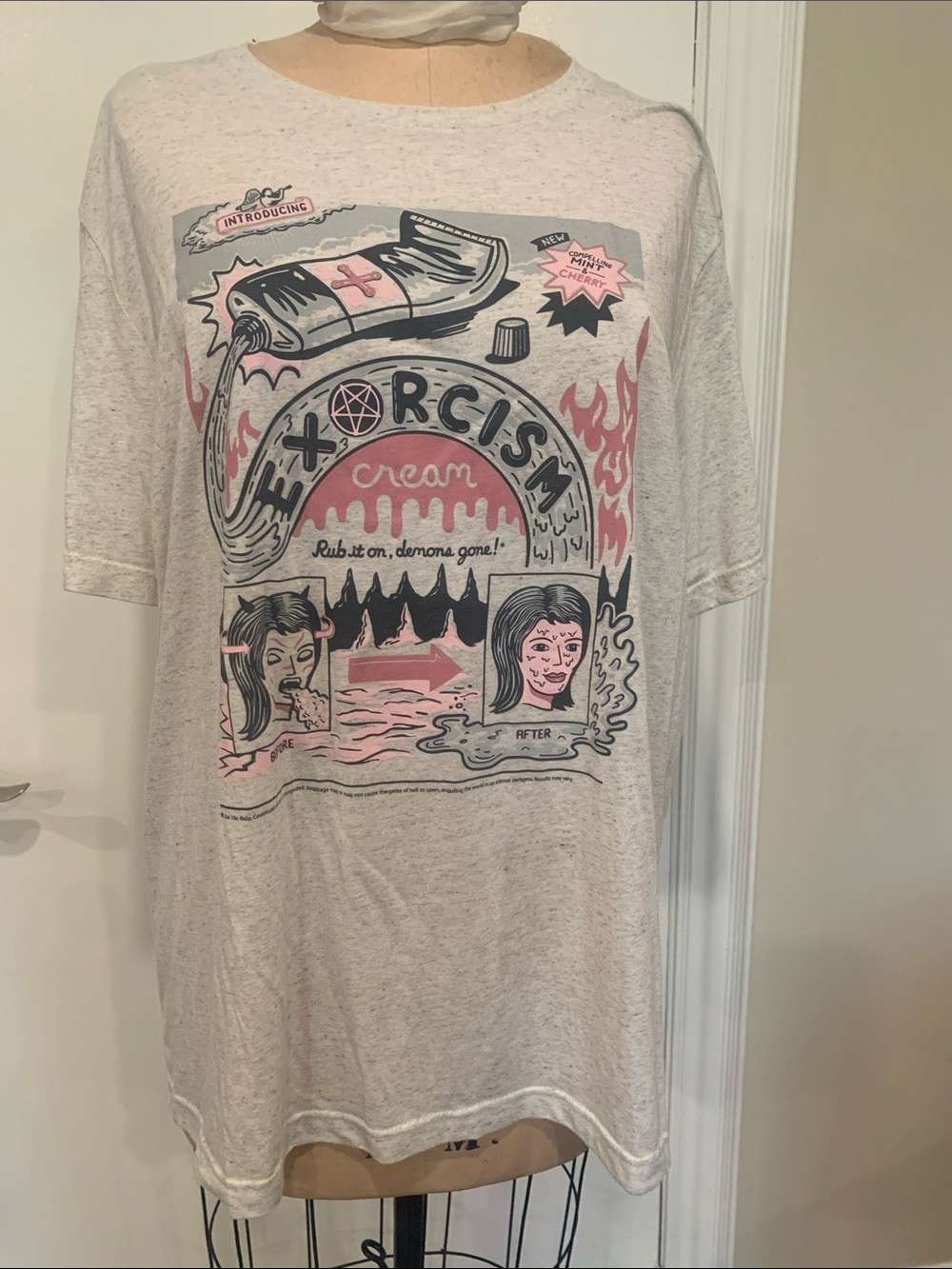 Bella Canvas Cream Graphic Tee with Pink & Black Print